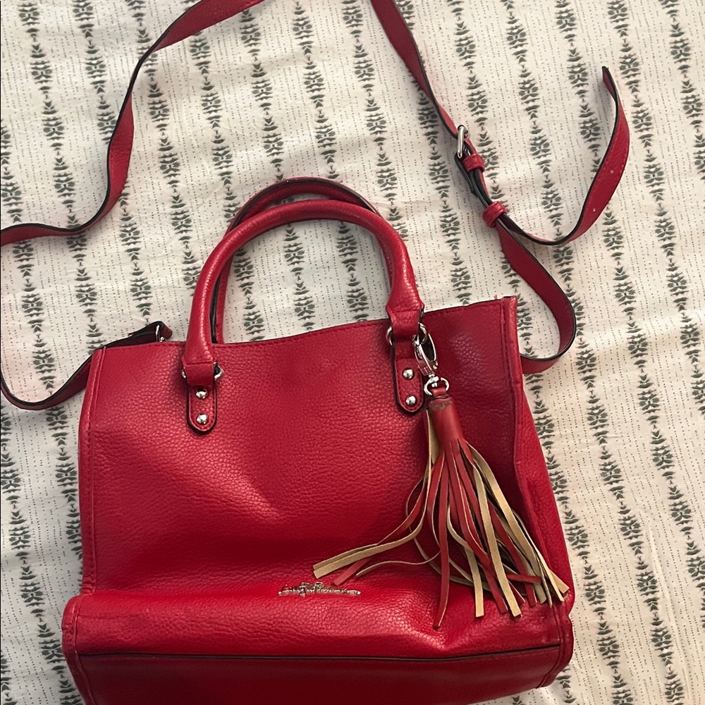 Libby Edelman Red Tote with Tassel Accent